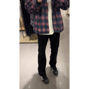 子 春秋男女直筒显瘦百搭长裤 美式 高街cleanfit黑色弯刀微喇牛仔裤