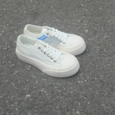 满两双包邮9.28瑕疵女士低帮系带厚底休闲增高帆布鞋