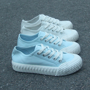 1月清21外贸原单低帮帮系带时尚 潮月牙头女鞋 厚底饼干增高帆布鞋