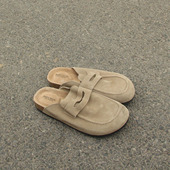 鞋 3.22瑕疵女士低帮牛皮包头硬底半拖拖鞋 差码