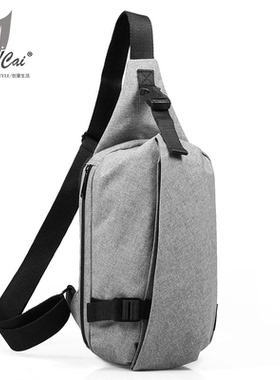 cai时尚胸包男士斜挎包单肩包女潮流帆布包包运动休闲韩版潮小包