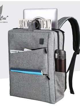 cai休闲商务双肩包 男士多功能通勤背包 大容量15.6寸电脑包防水