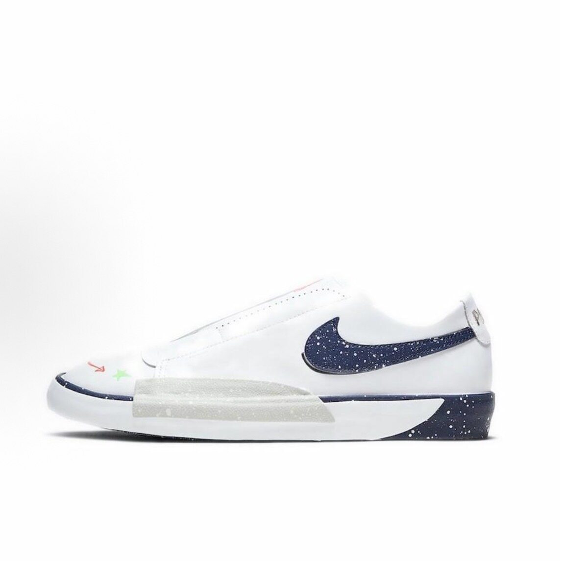 Nike Blazer Slip Blue Void 帆布泼墨星空防滑板鞋女款白蓝星空