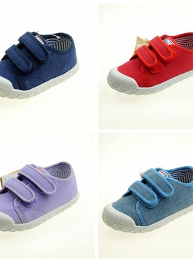 新外贸童鞋原单男童魔术贴贴女帆布鞋单一脚蹬 出欧洲 W729