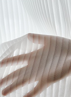 免打孔白色竖百叶纱条纹梦幻帘魔术贴皱褶挂钩窗纱帘客厅阳台飘窗