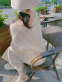 毛衣 韩国温柔软糯奶油米镂空V领马海毛薄针织开衫 Dear zhazha