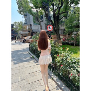 初恋悸动 zhazha 纯欲高腰防走光网纱蛋糕百褶半身短裙 Dear