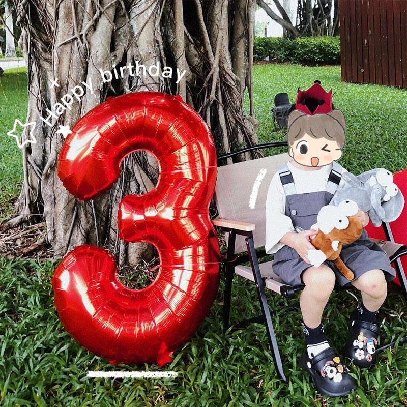 40寸红色数字气球2026装饰生日布置大号铝膜数字周岁派对拍照道具