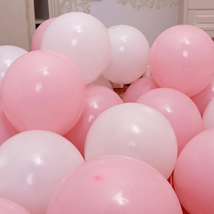 白色粉色气球情人节场景装饰生日布置浅粉马卡龙粉乳胶粉白高级感