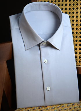 Royal Lisbon那不勒斯牛奶灰衬衣休闲商务定制高级氛围感男士衬衫