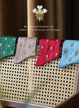 皇家Ventson英国进口国王加冕男士限量印花意式手工绅装袜子中筒