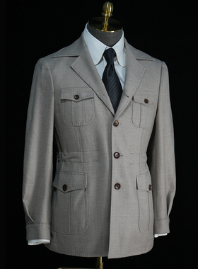 Royal Lisbon 诺悠翩雅 男士意大利手工羊毛斜纹猎装夹克外套定制