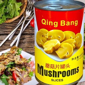 Sliced canned mushrooms蘑菇切片罐头西餐沙拉凉拌炒菜400g