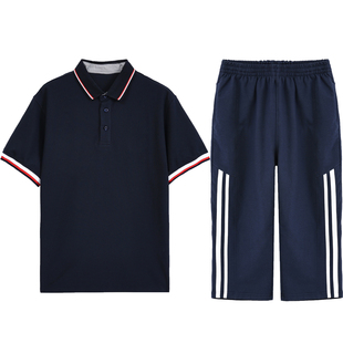 特价！校服套装夏季短袖男女七分裤子学院风T恤中大学生班服