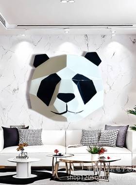 壁挂块面熊猫头仿真老虎头狮子头狼头熊头挂饰品跨境家居装饰墙面