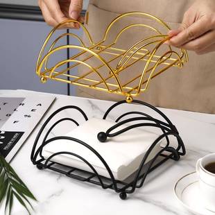 铁艺厨房餐纸架方型抽纸架 纸巾架咖啡厅餐厅客厅茶几家用餐巾架