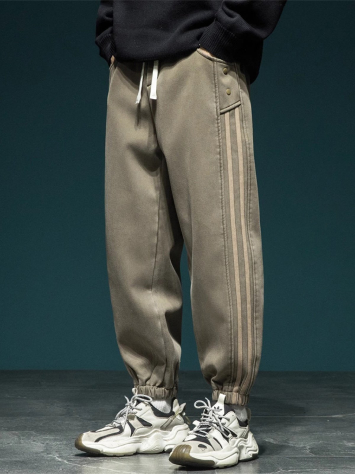 潮牌莱赛尔休闲裤男宽松大码冬季加绒束脚哈伦裤加大胖子运动裤子,男装,大码下装,淘宝优惠券,粉丝福利购,淘宝优惠卷