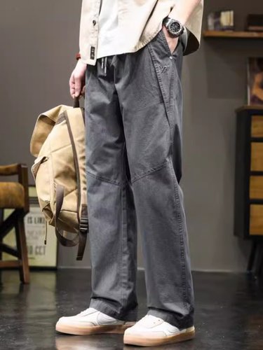 潮牌美式高街直筒裤男士宽松纯棉休闲裤春秋季2025新款痞帅工装裤