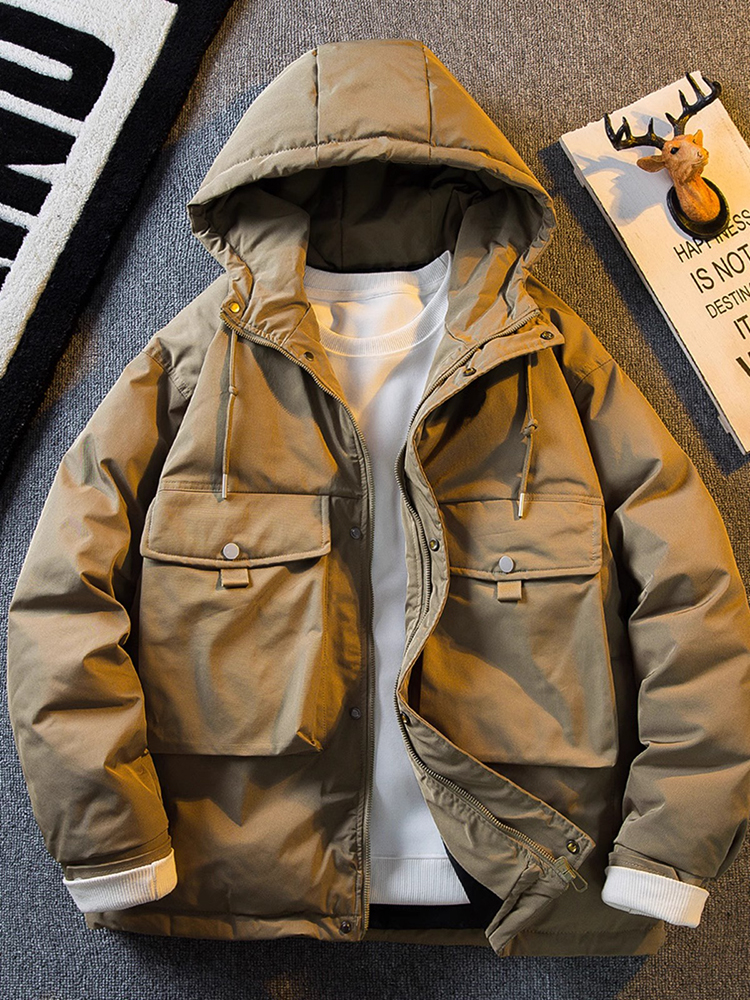 潮牌日式山系工装棉衣男士2025年冬季加厚加绒保暖连帽棉服外套潮