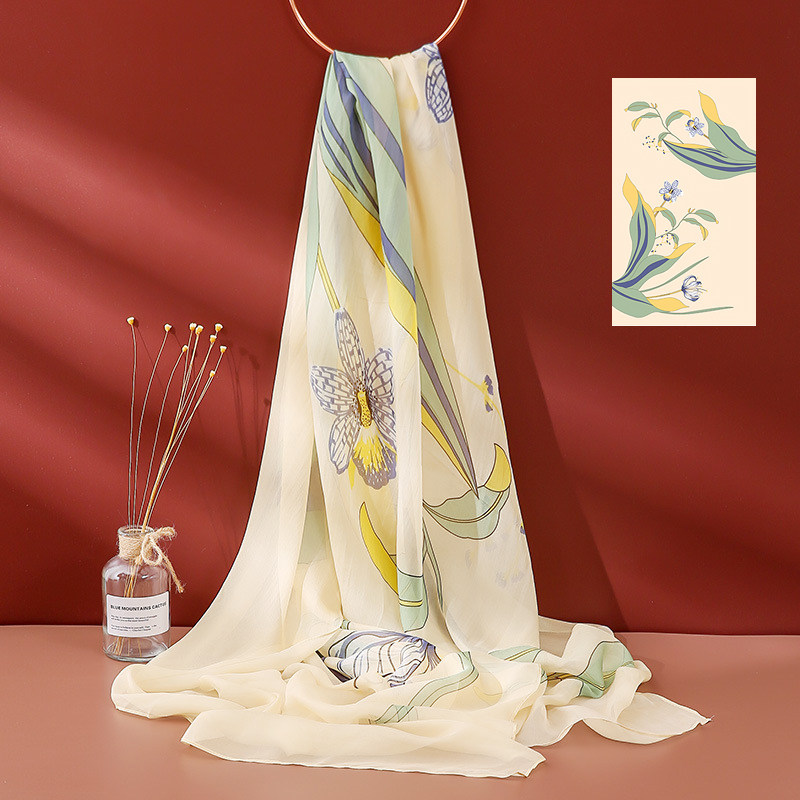 真丝丝巾女春夏100%桑蚕丝围巾薄款雪纺纱巾超大防晒披肩杭州丝绸