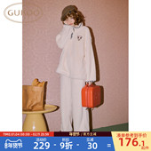 Gukoo 迪士尼联名简约女士家居服套装 果壳睡衣冬季 毛绒保暖新款