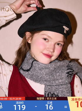 Gukoo/果壳帽子女春秋黑色百搭贝雷帽新款女士可爱米奇帽子