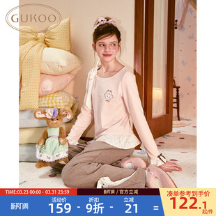 德绒甜美女士家居服套装 玛丽猫联名新款 果壳睡衣女春秋款 Gukoo