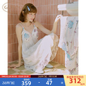 女家居服两件套A 睡袍春夏小贝壳印花吊带睡裙新款 Gukoo 果壳长袖