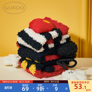 毛绒保暖女士米奇袜子组合 迪士尼联名新款 Gukoo 果壳中筒袜女冬季