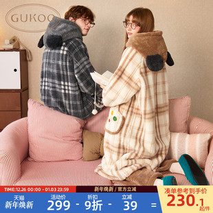 家居服套装 Gukoo 毛绒保暖男士 迪士尼联名新款 果壳睡袍情侣冬季