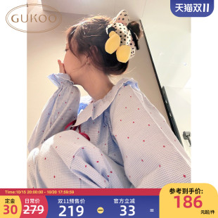 Gukoo HelloKitty联名抗静电波点纯棉家居服A 果壳睡衣女春秋款