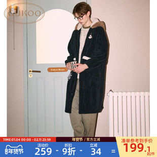 Gukoo/果壳男士睡袍冬季毛绒保暖新款迪士尼联名简约家居服睡袍D