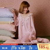 冰丝格子女士家居服睡裙A 睡裙春夏玛丽猫联名新款 Gukoo 果壳长袖