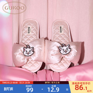 蝴蝶结平底女士居家拖鞋 新款 情人节礼物 女迪士尼联名新款 果壳拖鞋