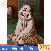 迪士尼联名新款 毛绒保暖新款 家居服睡袍D 果壳睡袍女冬季 Gukoo