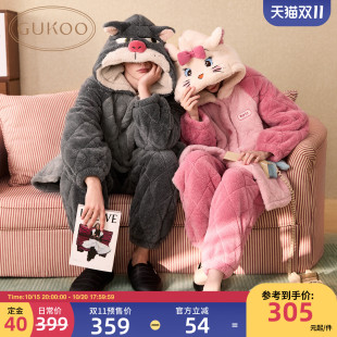 家居服套装 Gukoo 夹棉保暖男士 迪士尼联名新款 果壳睡衣情侣冬季