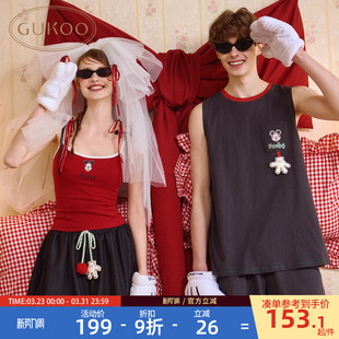 睡衣套装 男士 带胸垫吊带家居服无袖 果壳情侣睡衣迪士尼女夏新款