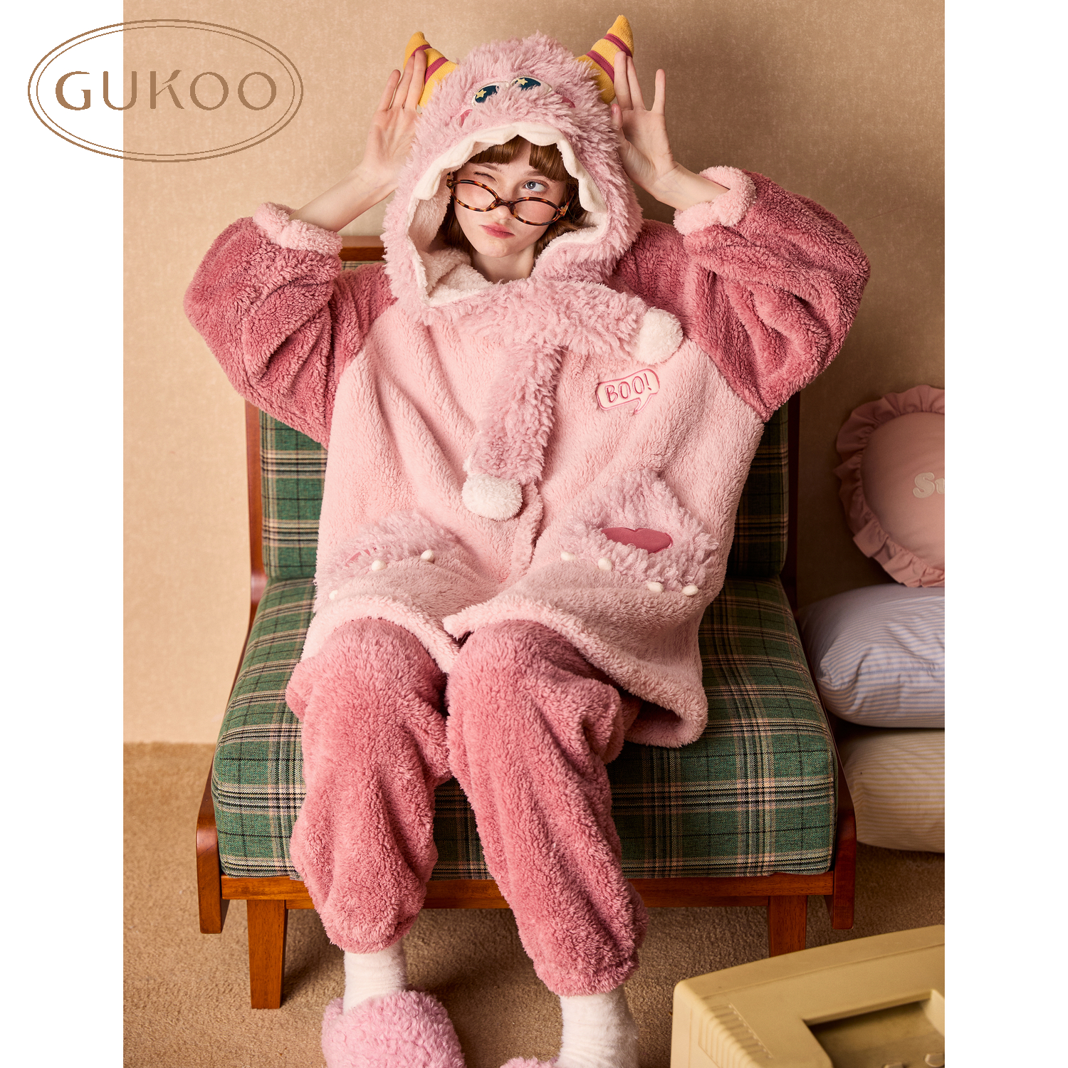 小怪兽冬季女士睡衣