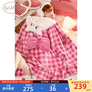 玛丽猫联名可爱女士家居服睡袍D 毛绒保暖新款 Gukoo 果壳睡袍冬季