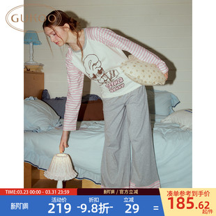纯棉女士家居服套装 睡衣春夏艾丝乐小兔联名新款 果壳长袖 Gukoo