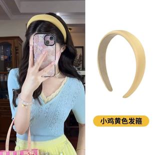 超显白~小鸡黄色缎面海绵发箍女2025新款高级感绝美百搭头箍发卡