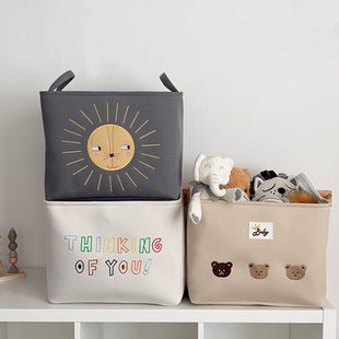 韩国ins风大容量卡通布艺收纳箱儿童玩具储物箱手提羽绒服收纳桶