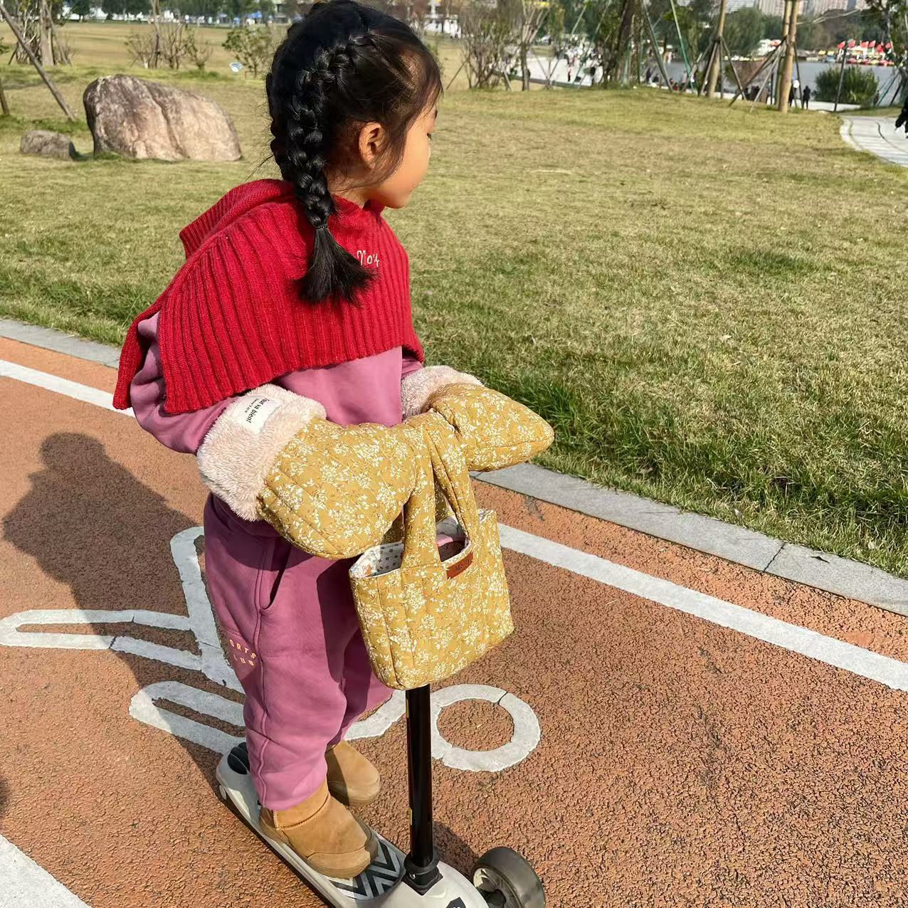 韩国INS碎花儿童滑板车自行车保暖把手套宝宝平衡车防冻骑行手套