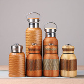 精品非遗扣瓷竹编保温杯开水杯便携旅行杯商务礼品杯316内胆茶具