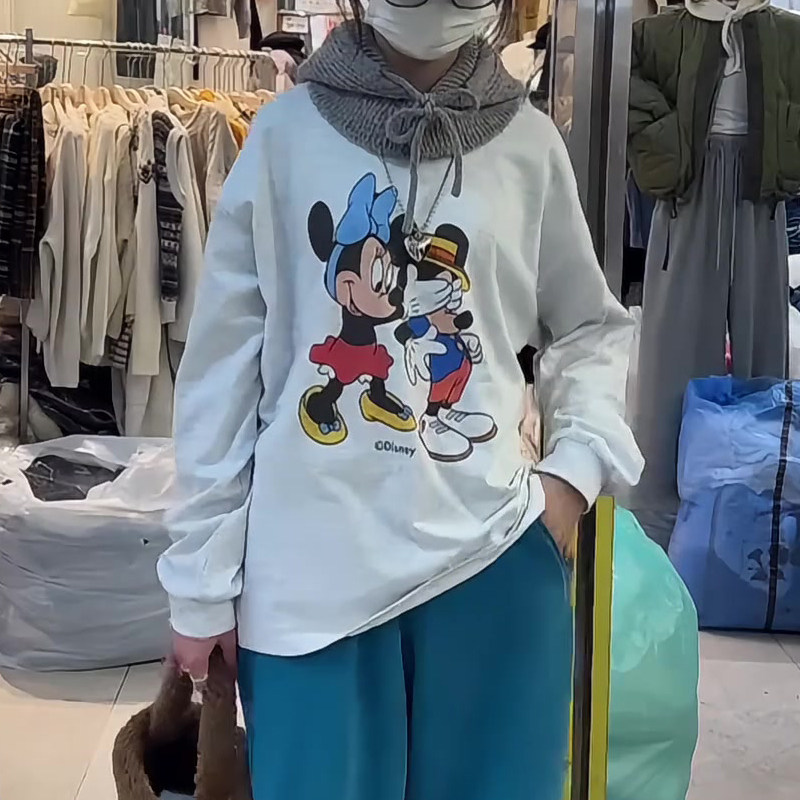 卡通动漫印花慵懒风2025秋冬新款韩版宽松休闲百搭上衣