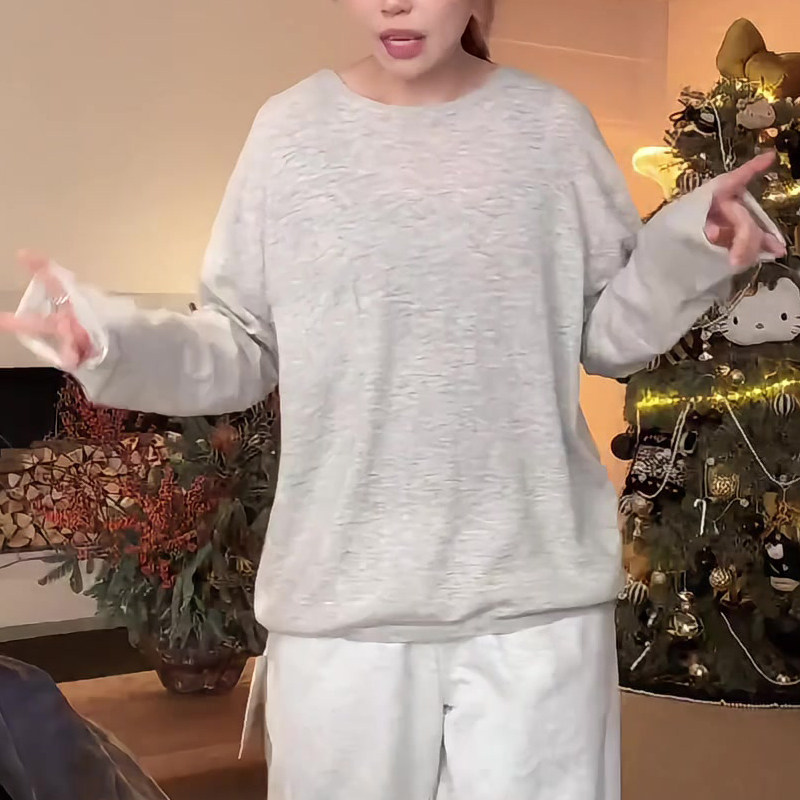 宽松长袖圆领T恤女2026秋季新款时尚休闲百搭纯色内搭打底衫,女装/女士精品,大码内搭,淘宝优惠券,粉丝福利购,淘宝优惠卷