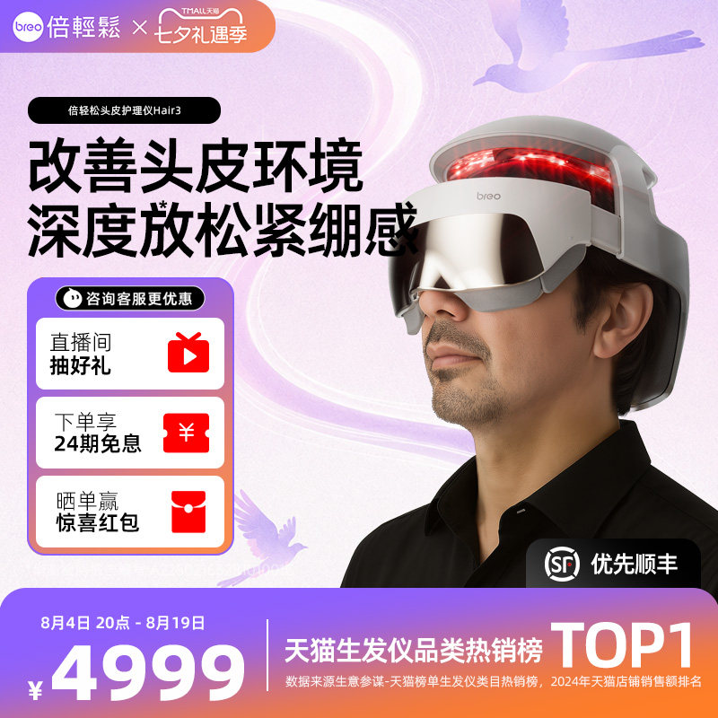 孙颖莎同款倍轻松Hair3低能量红光蓝光头盔头皮…