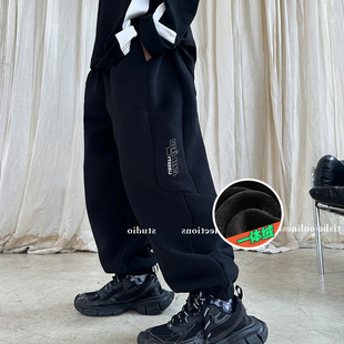 男童加绒裤子运动裤卫裤中大童加厚长裤潮牌大童男装大码冬装衣服