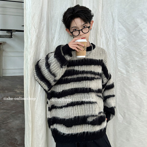 男童毛衣春秋款2025春装圆领套头薄款毛线衫大童宽松打底上衣潮牌