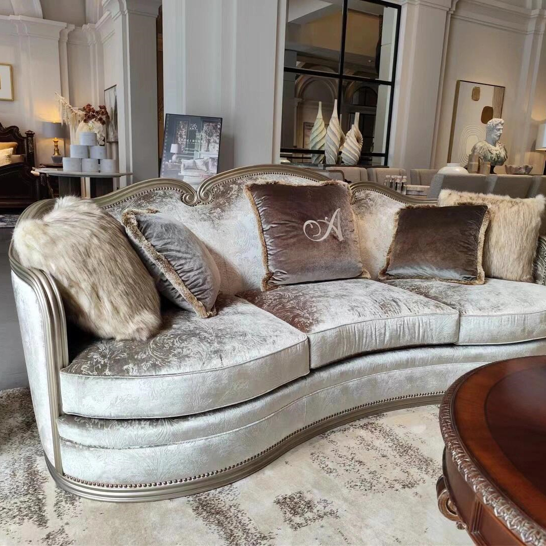 欧式复兴印记沙发美式定制art家具美家美式复古实木雕花布艺沙发